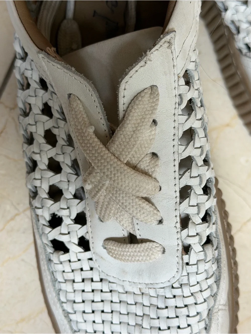 Woven Free People White Women's Casual Lace-Up Sneakers